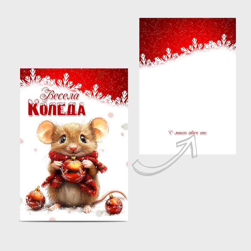 Koledna kartichka s plik - party aksesoari pokani i kartichki