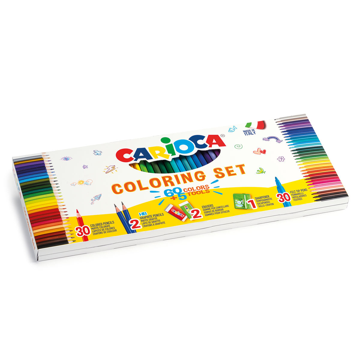 Komplekt za risuvane Carioca - Flumasteri i cvetni molivi