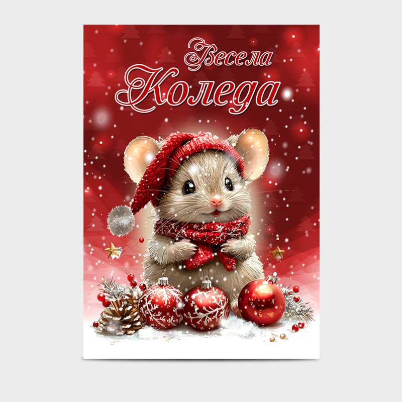 Коледна картичка с плик - Парти аксесоари покани и картички