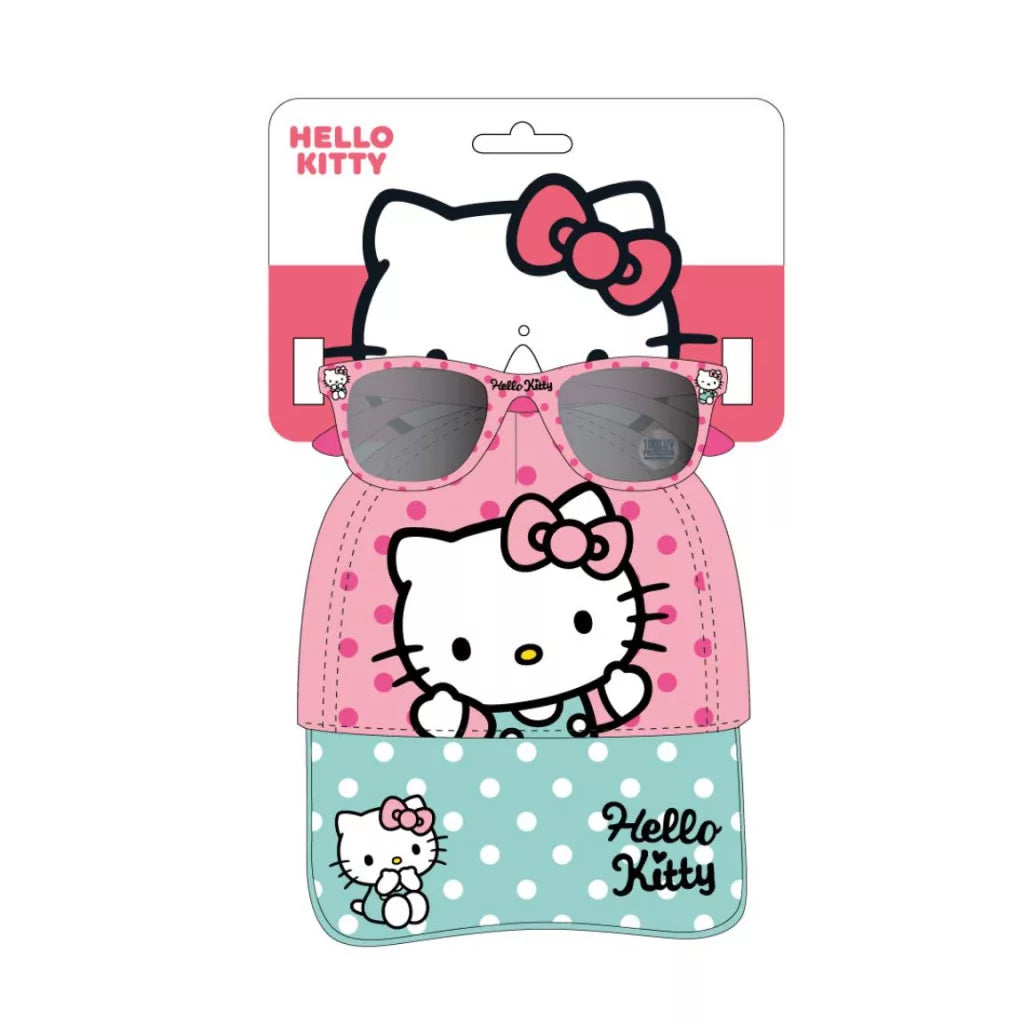 komplekt shapka s kozirka s slanchevi ochila hello kitty