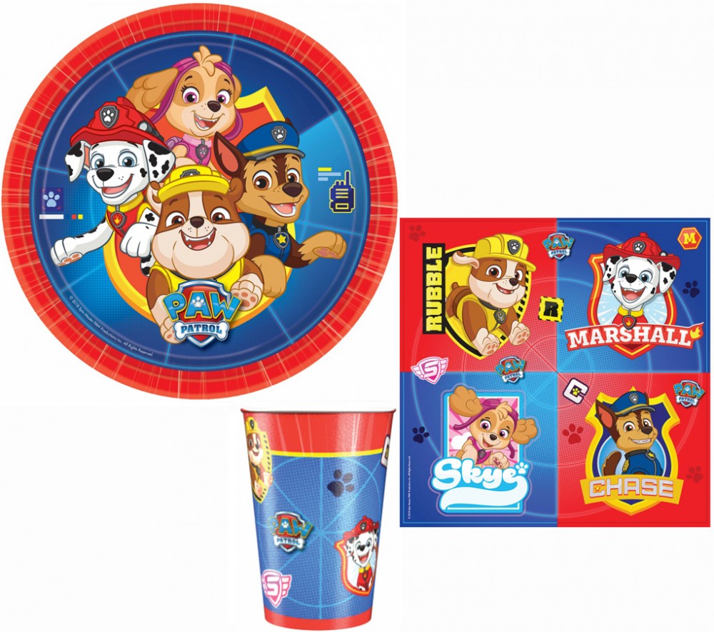 Пес патрул Парти комплект with 32 pieces and 23 см plate