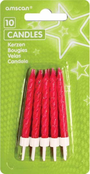 Цвят Розов Glitter Рожден ден Cake Свещи, комплект от 10