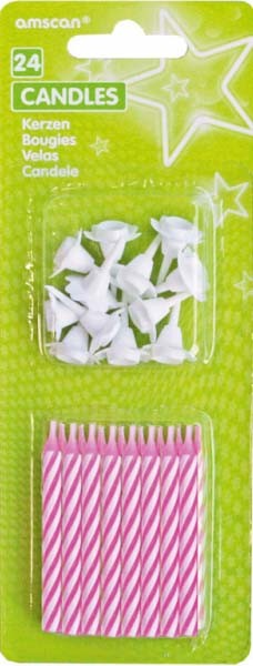 Цвят Розов spiral cake Свещи, комплект от 24