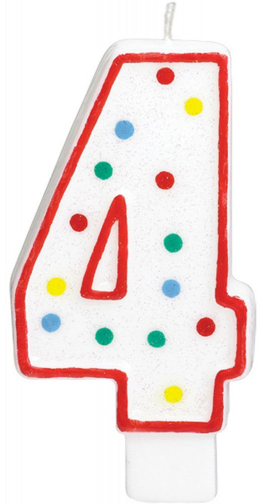 Цвят Polka dot рожден ден candle, число 4 candle
