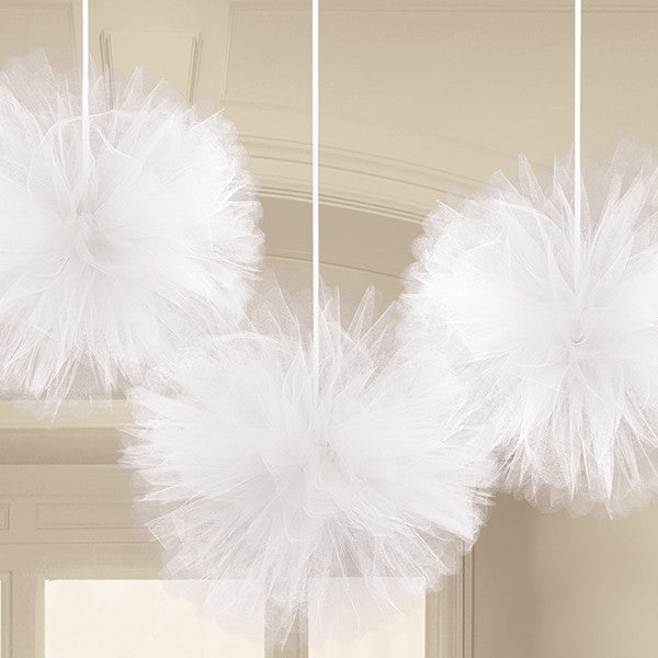 Цвят Hanging Tulle Pom Pom White декорация комплект от 3