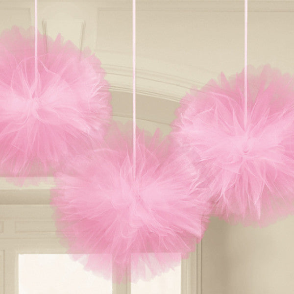 Цвят Розов, Hanging Tulle Pom Pom декорация 3 части