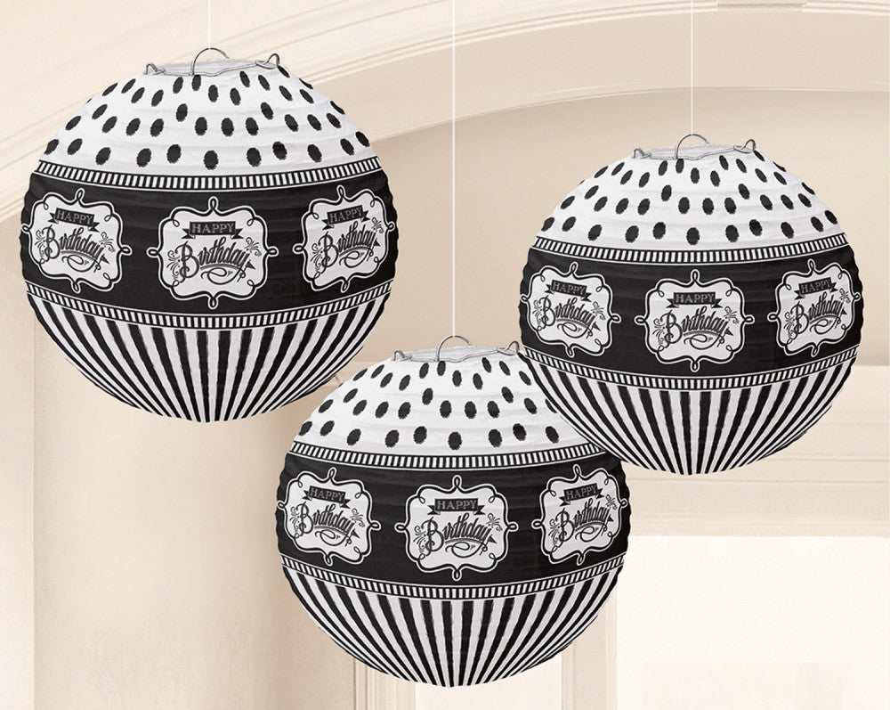 Честит Рожден ден Честит Рожден ден Черен Hanging декорация 3 части