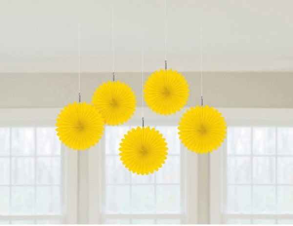 Цвят Слънцеshine Yellow, Yellow Мини Hanging декорация комплект от 5