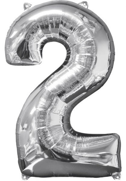 Номер Сребро число фолио балон 2, 66*43 см