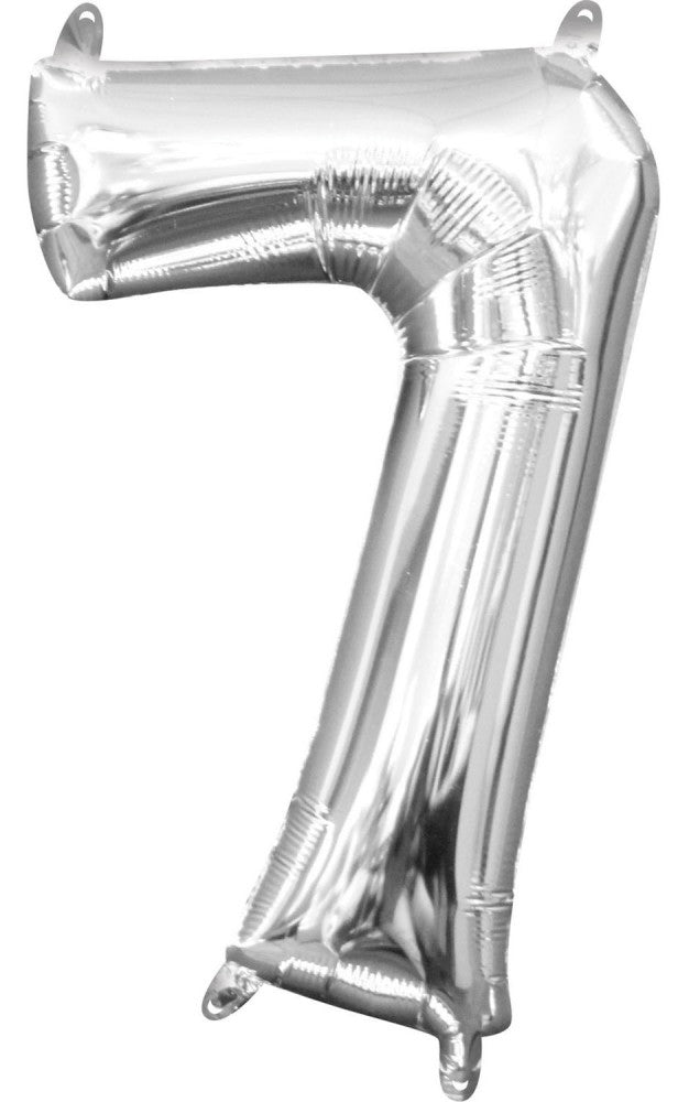Номер Мини Номер Фолиев балон 7, Сребро 40 см