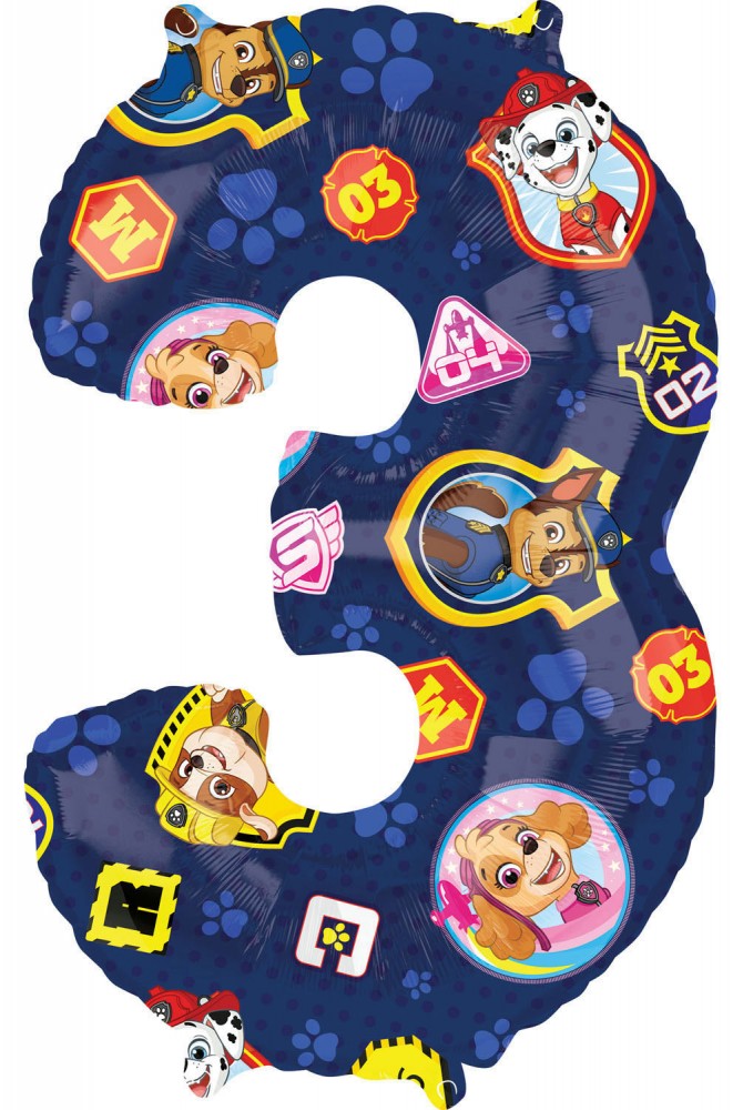 Пес патрул фолио балон число 3, 66 см