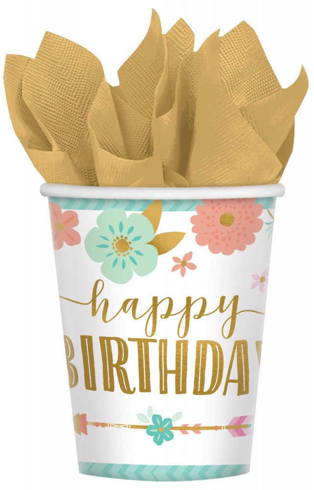 Честит Рожден ден Boho Честит Рожден ден paper Чаши, 8 части, 250 ml