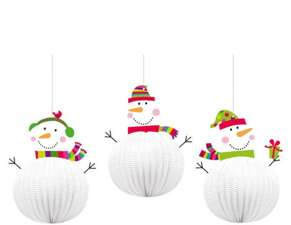 Коледа Snowman, 3D Hanging декорация 3 части