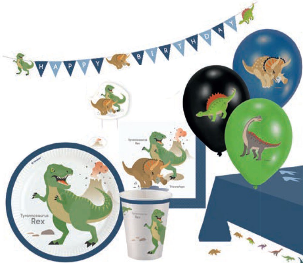 Динозавър Happy Парти комплект with 45 pieces and 23 см plate