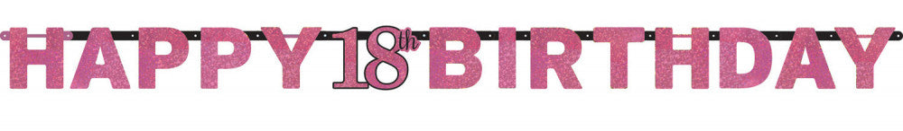 Честит Рожден ден Честит Рожден ден Розов 18 holographic banner 213 см