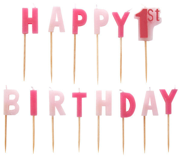 Честит Рожден ден Първи рожден ден Girl cake candle, candle комплект от 14 части