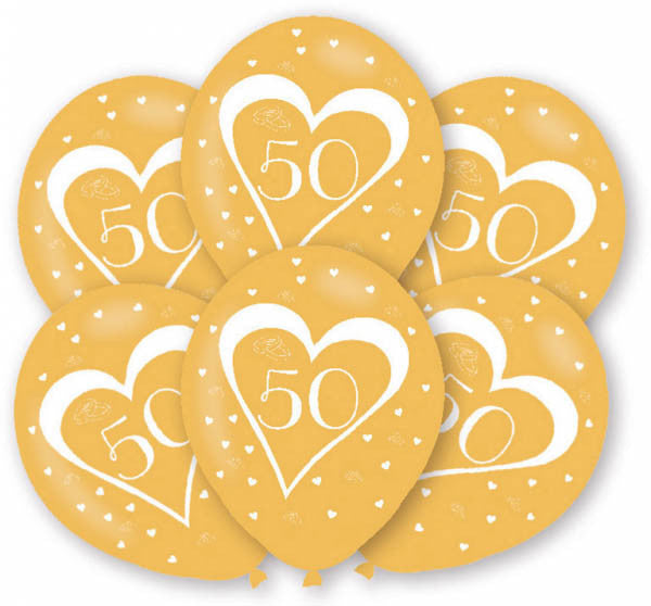 Годишнина G 50th Балон, Pack of 6, 11 inch (27.5 см)