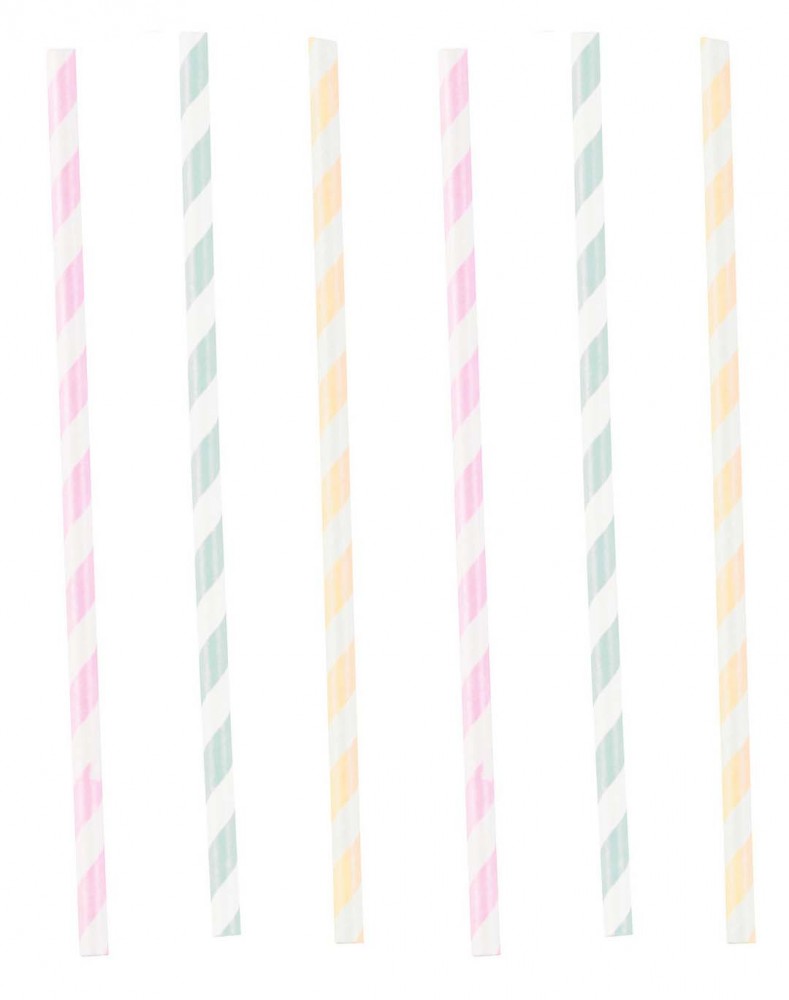 Цвят Честит Рожден ден Pastel Paper Сламки, комплект от 12