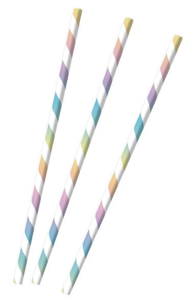 Цвят Pastel Дъга paper straw комплект, 12 pieces