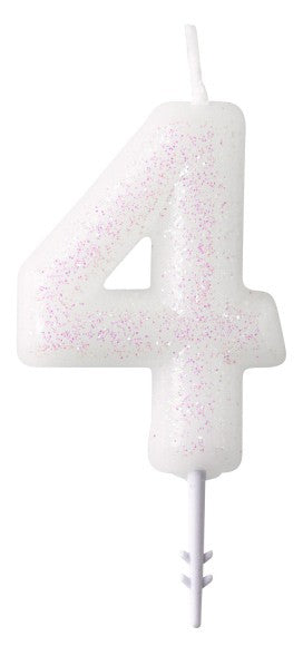 Цвят White, White glitter candle 4-комплект 6,5 см