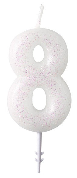 Цвят White, White glitter candle 8-shaped 6.5 см