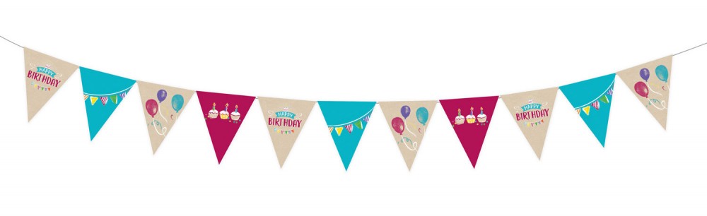 Честит Рожден ден Brown Честит Рожден ден Flag Garland 4 m