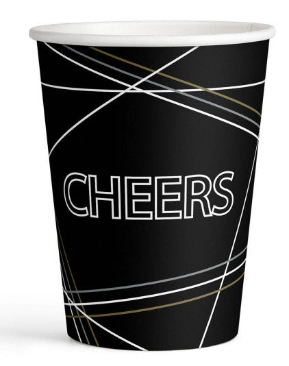 Честита Нова година Черен Cheers paper cup 8 части 250 ml