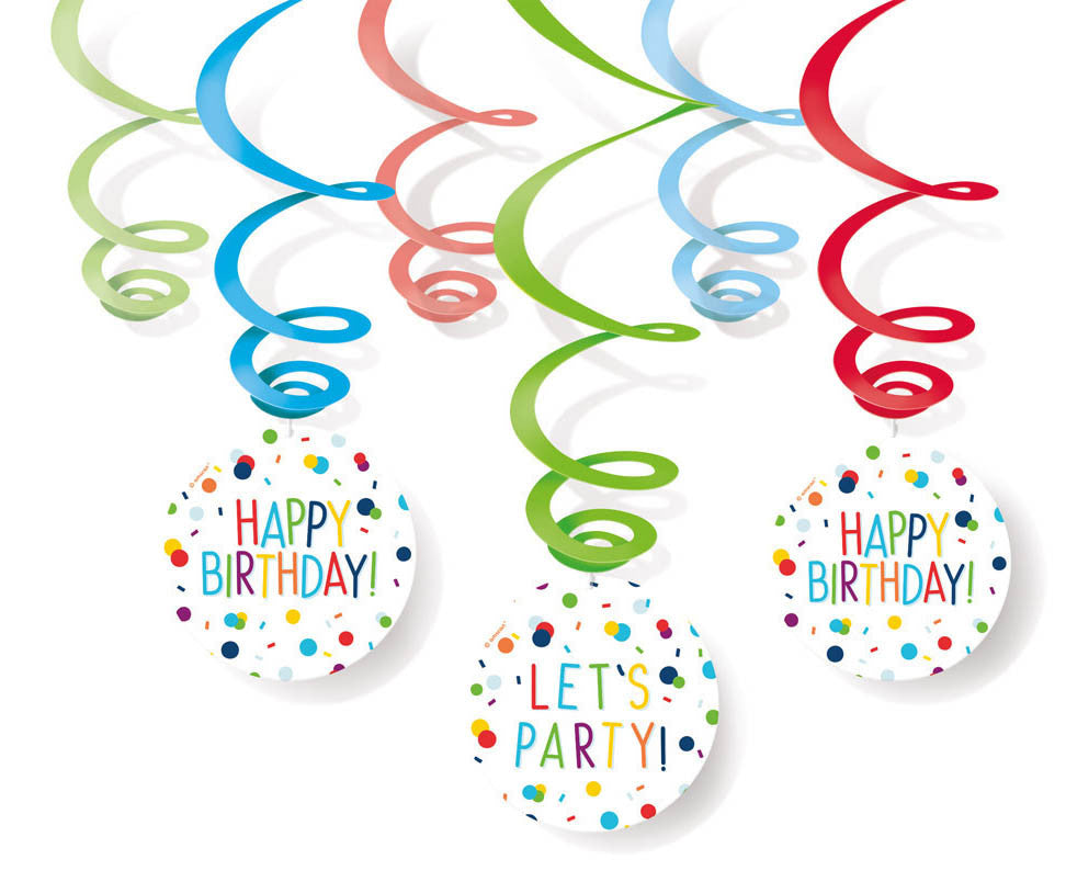 Честит Рожден ден Colorful Confetti Ribbon декорация 6 части комплект