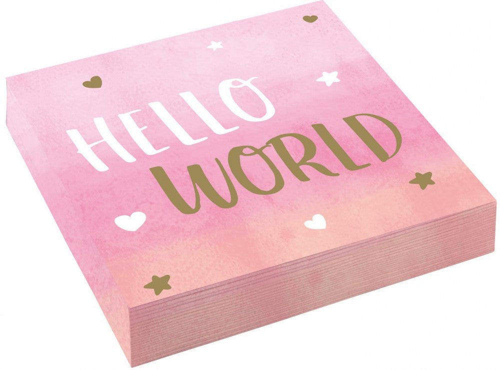 Бебе Hello World Girl napkin 16-pack 33x33 см