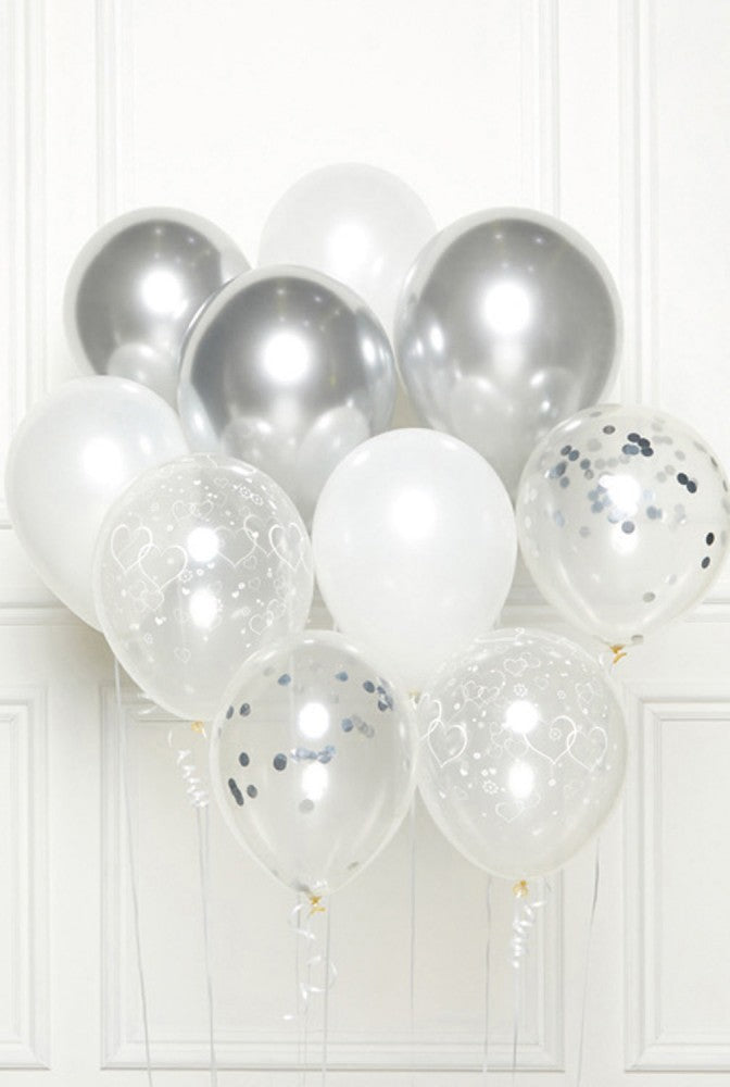 Цвят Сребро Честит Рожден ден Балон, комплект от 10 pieces 11 inch (27.5см)