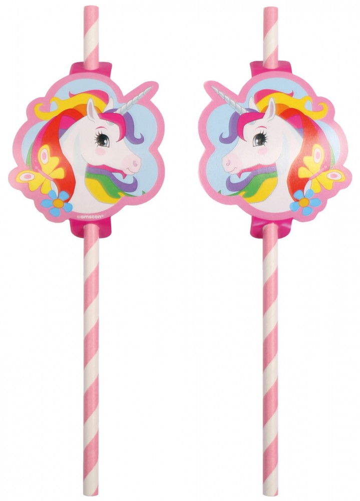 Еднорог Дъга paper straw, комплект от 8