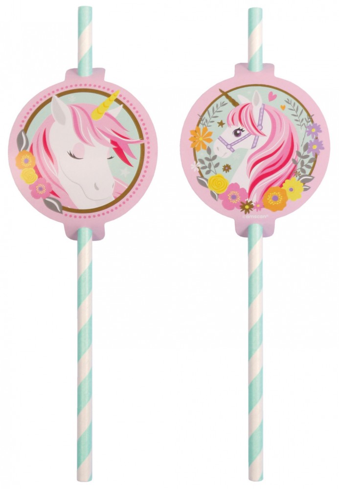 Еднорог Magical paper straw комплект, 8 pieces