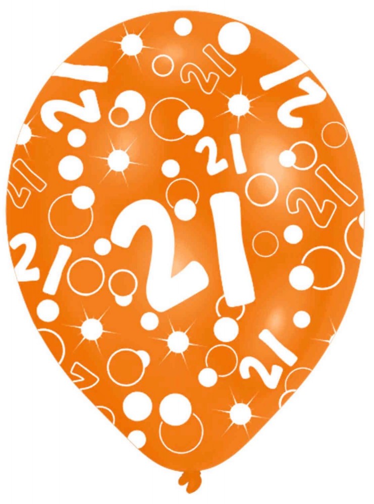 Честит Рожден ден Orange Честит Рожден ден 21 Балон, 6 части 11 inch (27.5см)
