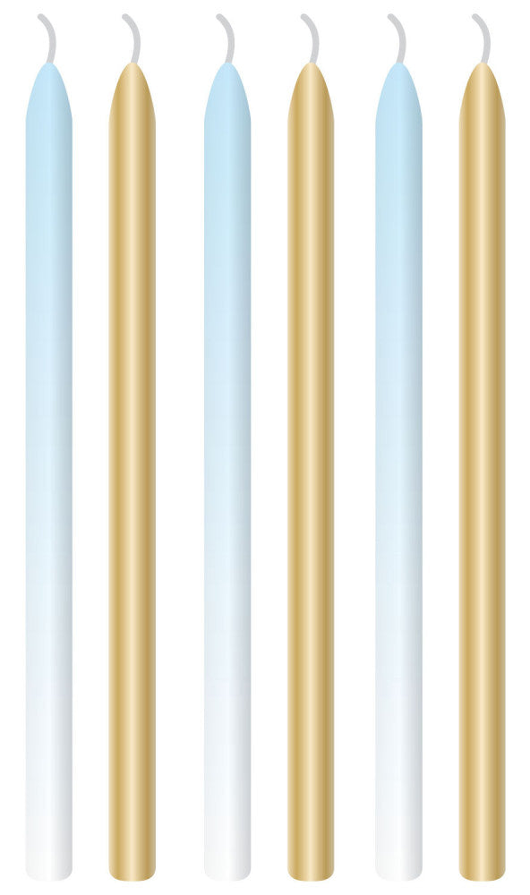 Цвят Син омбре Честит Рожден ден cake candle комплект, 6 части