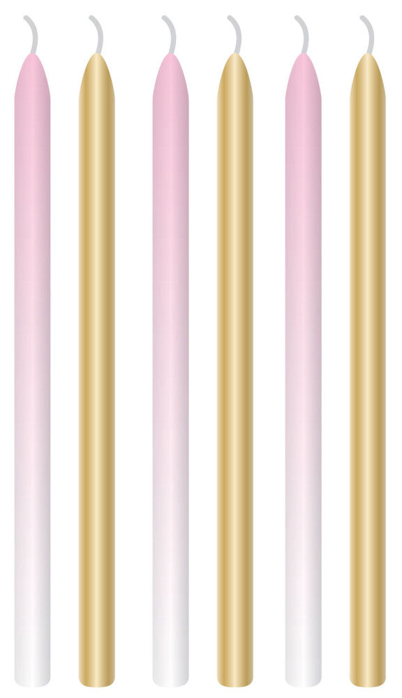 Цвят Розов омбре Честит Рожден ден cake Свещи, candle комплект 6 части