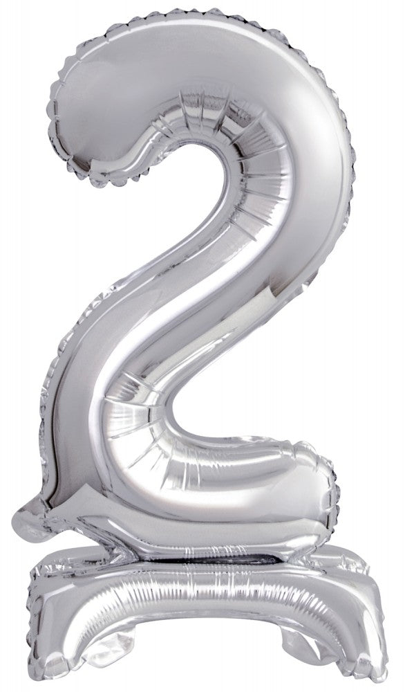 Номер Сребро, Сребро Мини число 2 фолио балон with base 38 см