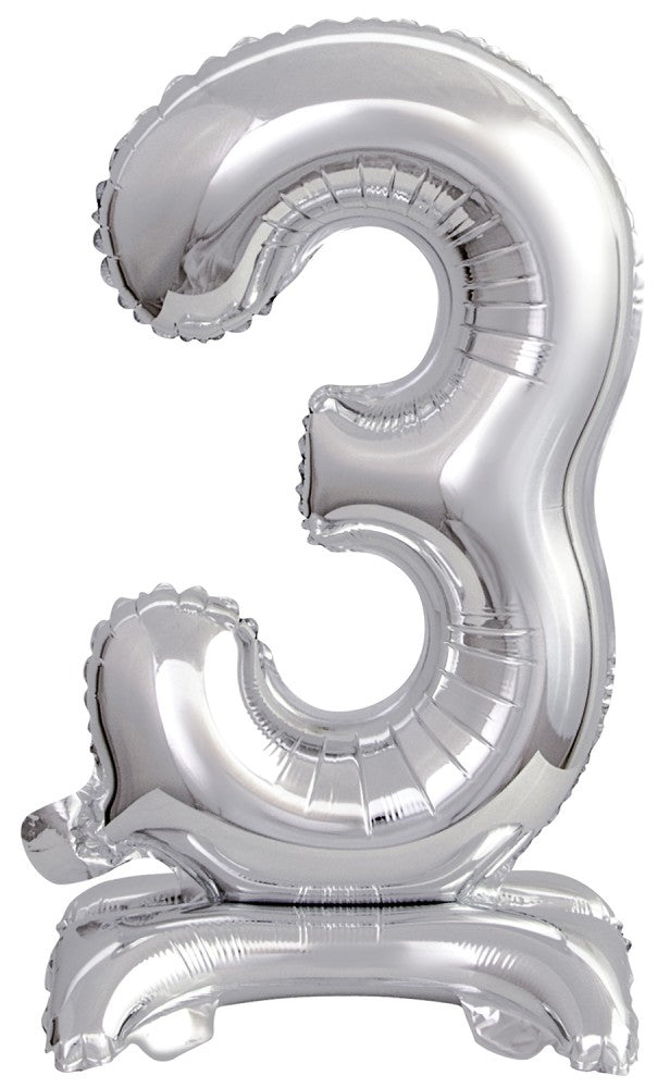 Номер Сребро, Сребро Мини число 3 фолио балон with base 38 см