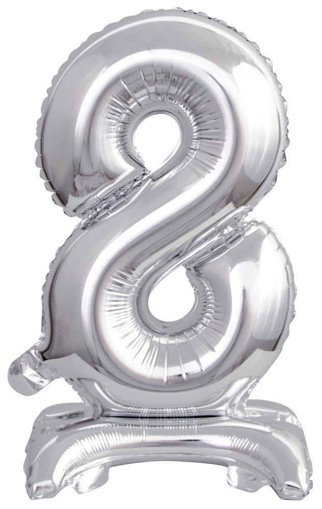 Номер Сребро, Сребро Мини число 8 фолио балон with base 38 см