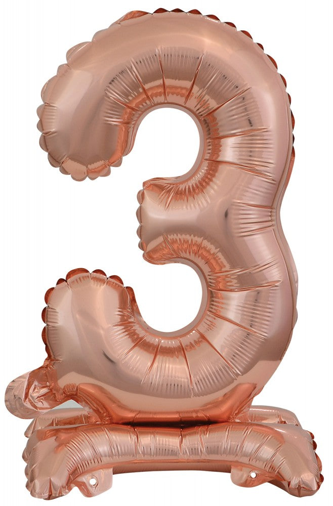 Номер Роза G Мини Номер 3 Фолиев балон with Base 38 см