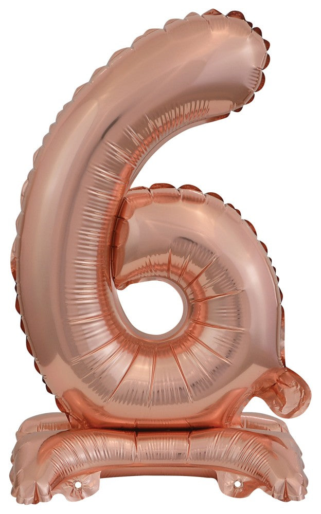 Номер Роза G Мини число 6 фолио балон with base 38 см