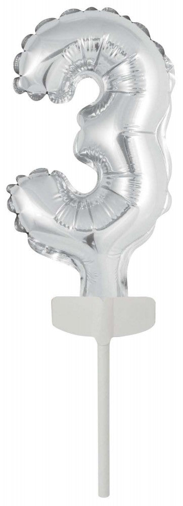 Номер Сребро, Сребро Номер 3 Фолиев балон for Cake 13 см