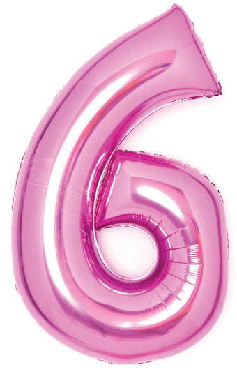 Номер Розов Розов число 6 фолио балон 66 см