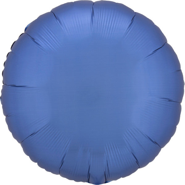 Satin Silk Azure Син round фолио балон 43 см