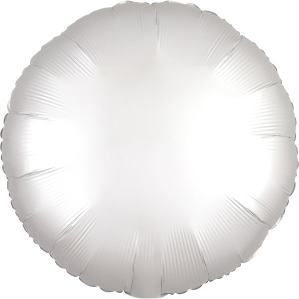 Satin Silk White Round Фолиев балон 43 см