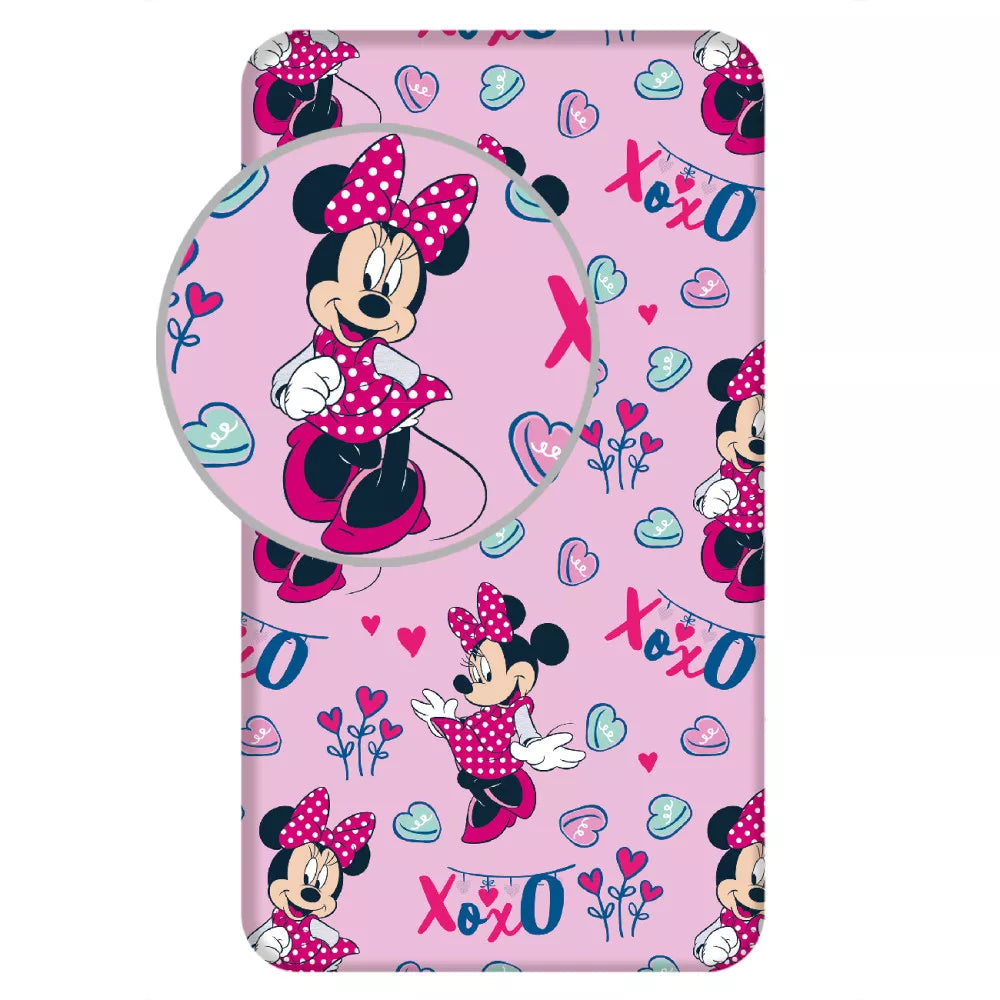 spalno belio charshaf s lastik minnie mouse