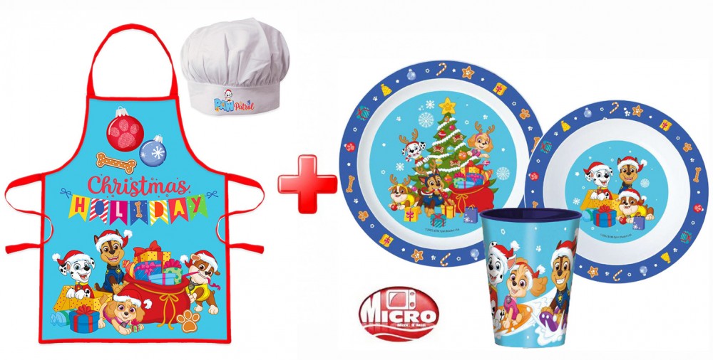 Пес патрул Holiday Коледа Apron and Plastic Tableware комплект