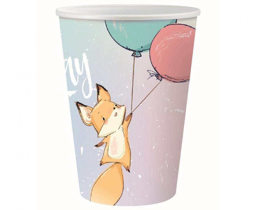 Лисица Балон Честит Рожден ден paper cup, 6 части, 270 ml