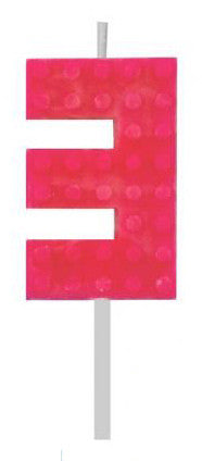 Blocks Red Blocks Construction block число 3 червен cake candle, numeral candle