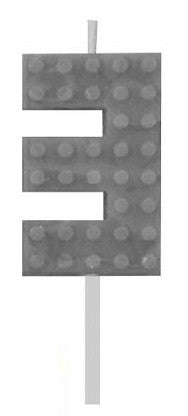 Blocks Grey Blocks Building Block Номер 3 Grey Рожден ден Candle