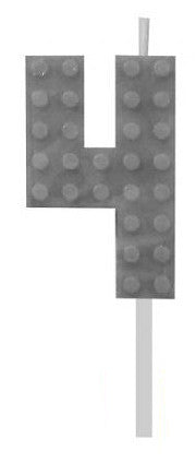 Blocks Grey Blocks Building block число candle 4 Grey, рожден ден candle